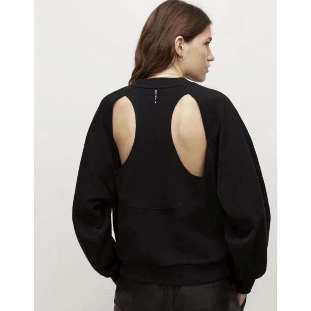 All Saints Racer Back Cutout Sweatshirt Cygni ALLSAINTS Black Crew Neck Small